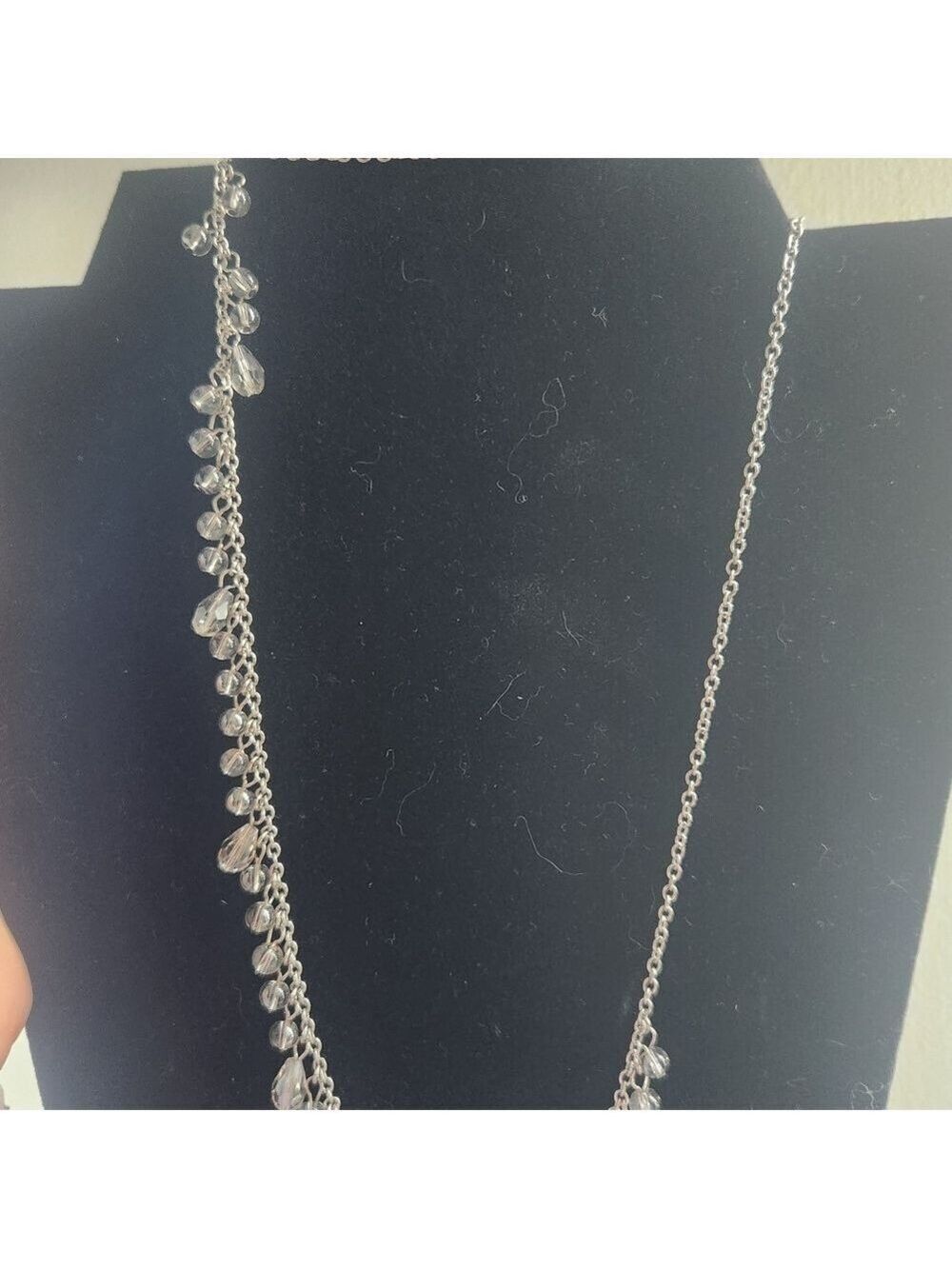 Elegant Whimsical Silver Necklace with Crystal Accents